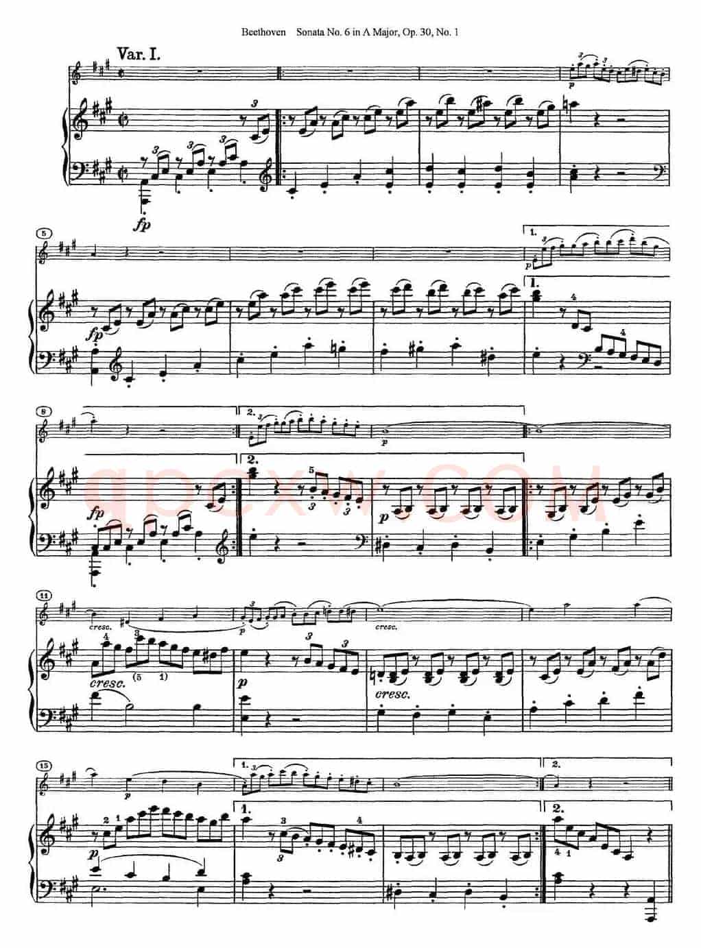 Violin Sonata No.6 in A Major Op.30 No.1（小提琴+钢琴伴奏）