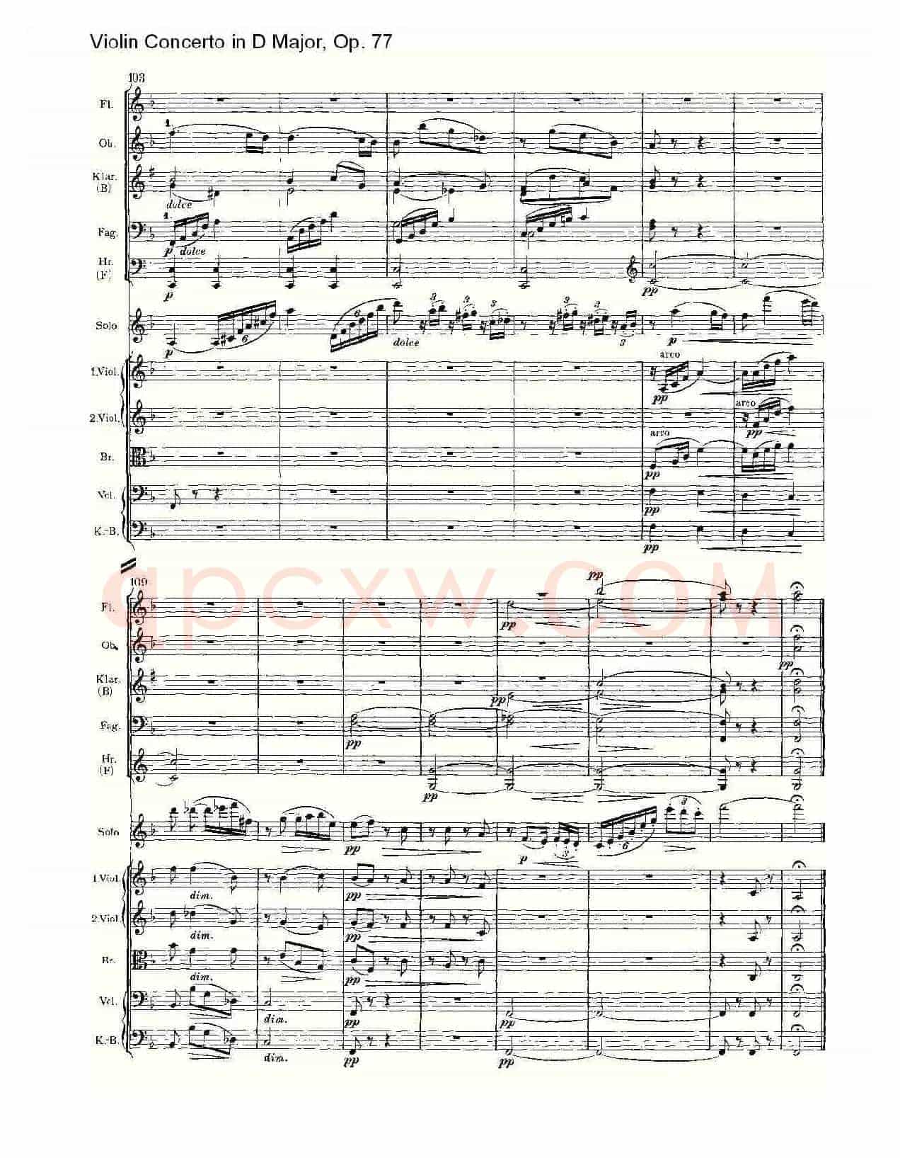 D大调小提琴协奏曲, Op.77第二乐章