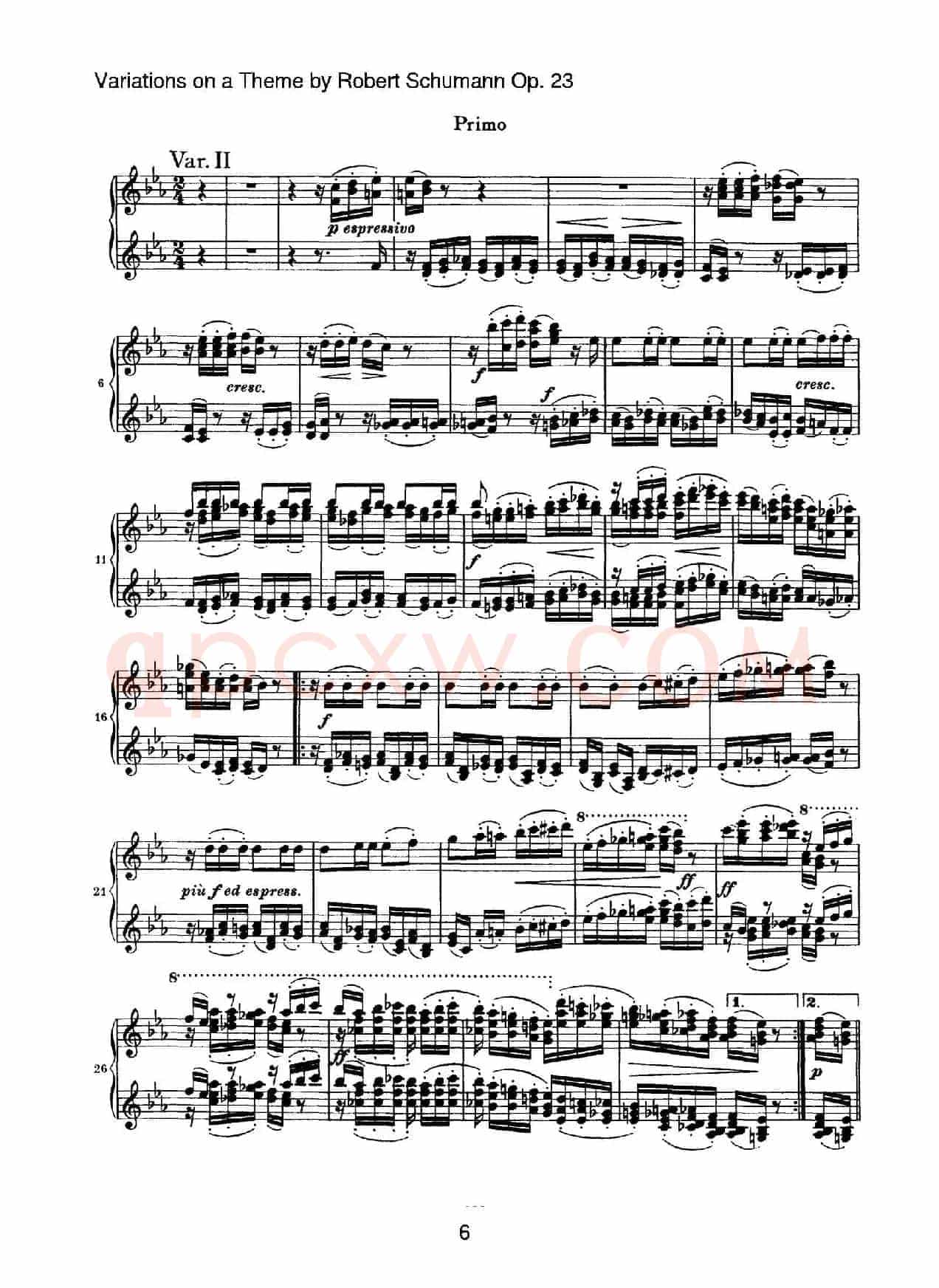 Variations on a Theme by Robert Schumann Op.23(舒曼主题变奏曲)(四手联弹)