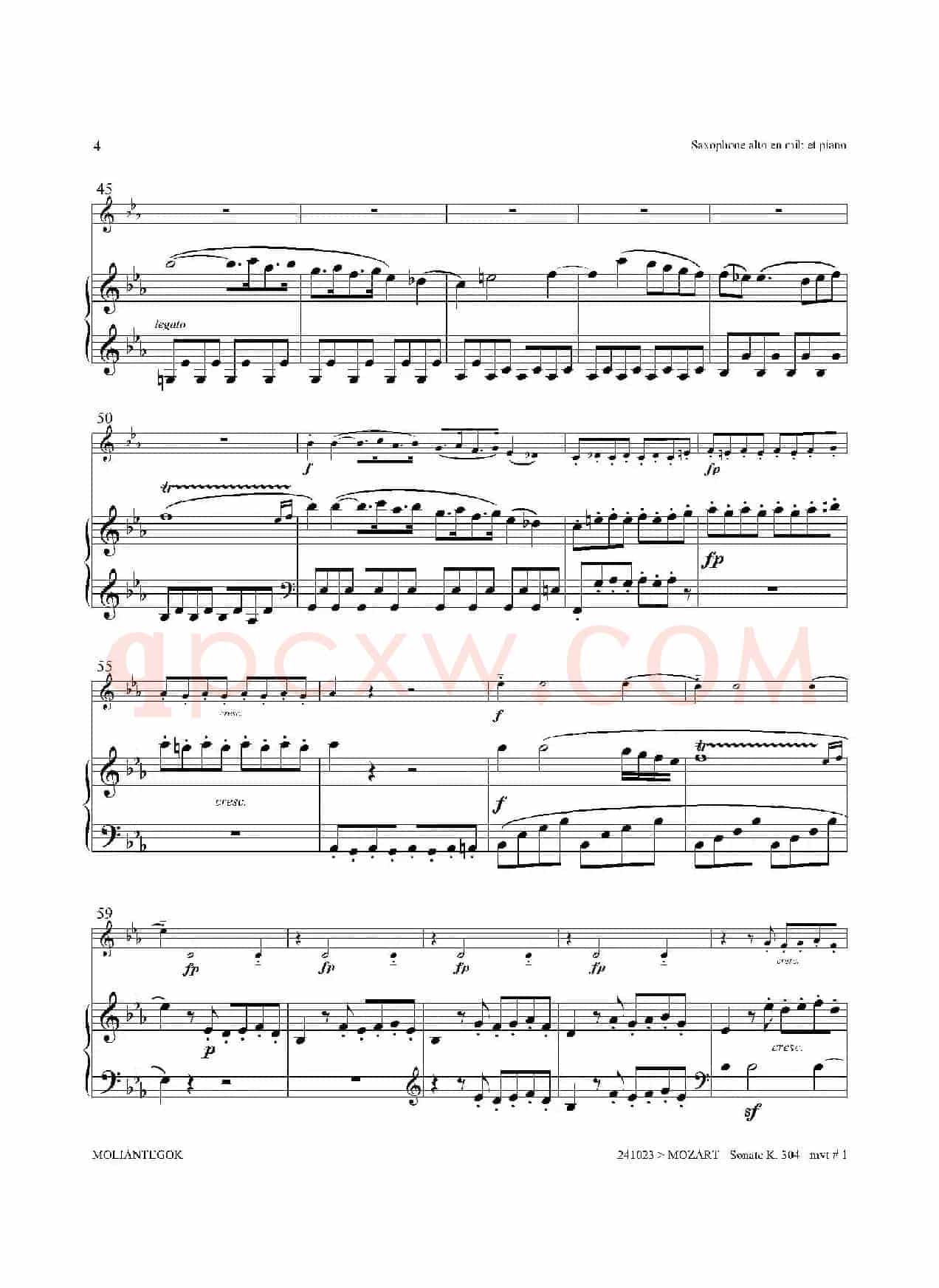 奏鸣曲 Op.304（中音萨克斯+钢琴伴奏）