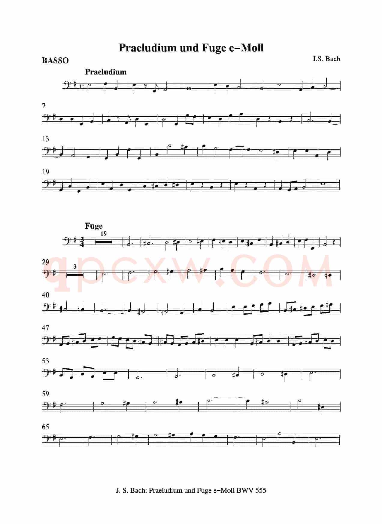Praeludium und Fuge e-Moll（四重奏总谱+分谱）