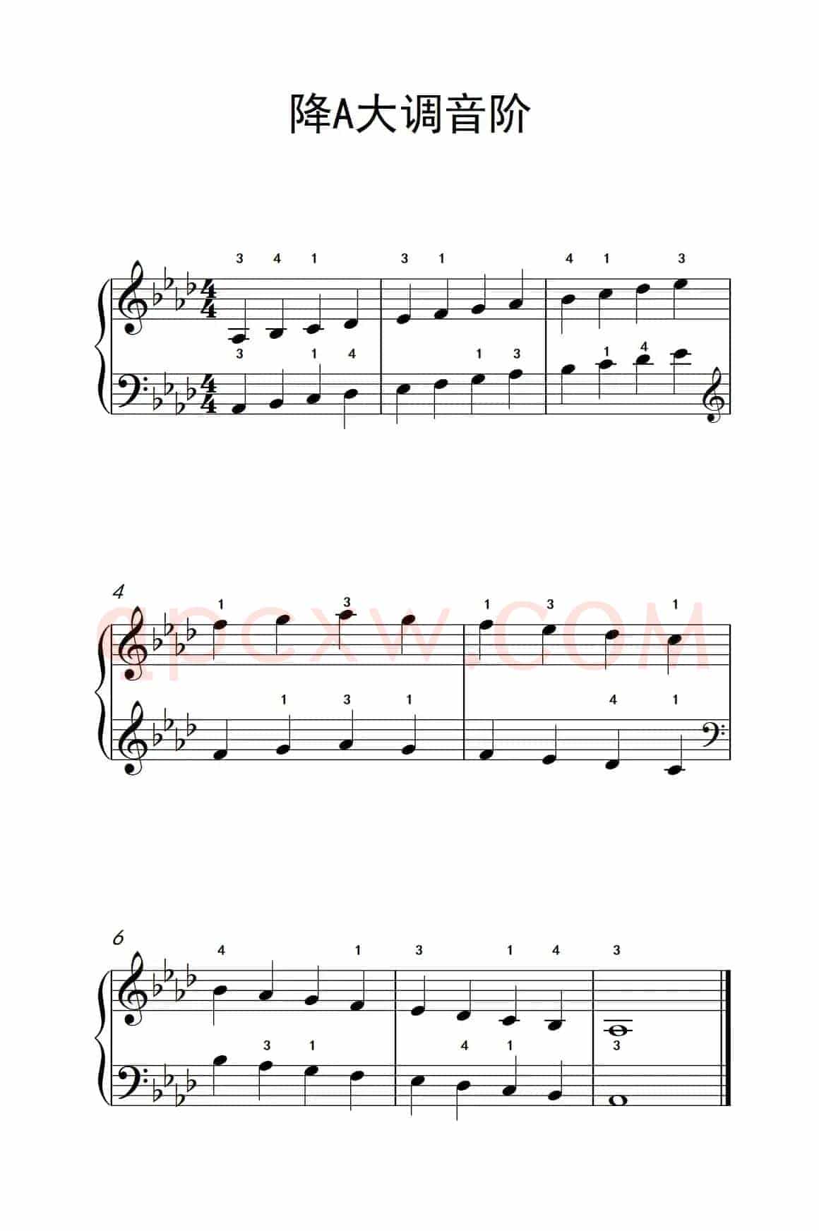 降A大调音阶（孩子们的钢琴音阶、和弦与琶音 2）