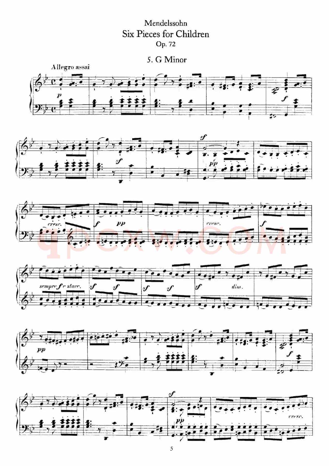 6 Pieces for Children Op.72(6首儿童钢琴曲5.g小调)