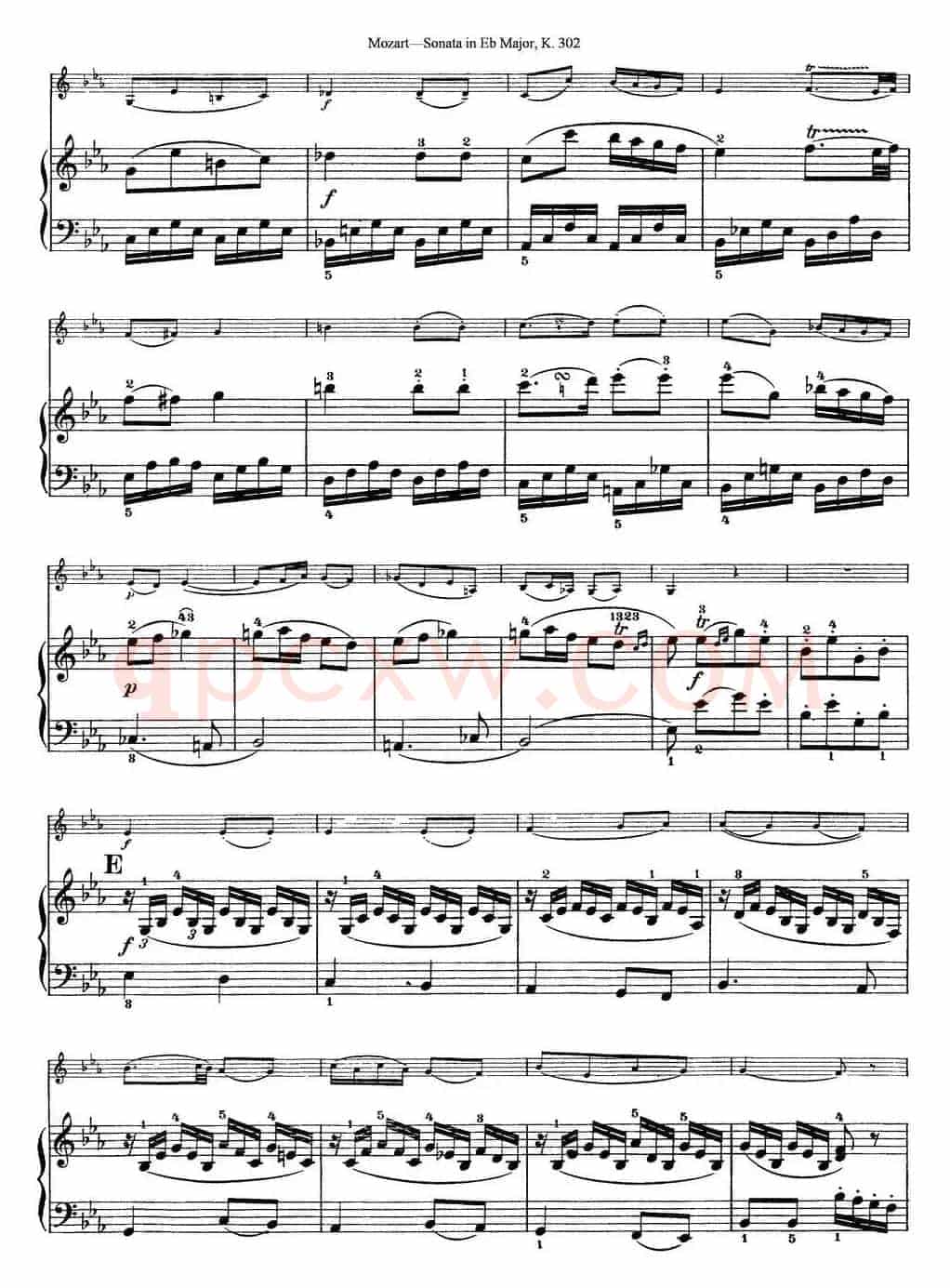 Violin Sonata in Eb Major K.302（小提琴+钢琴伴奏）