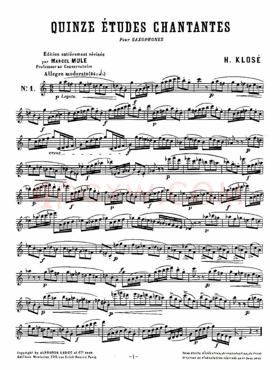 Klose Etudes Chantantes Pour Saxophone（KLOSE的15首练习曲集）
