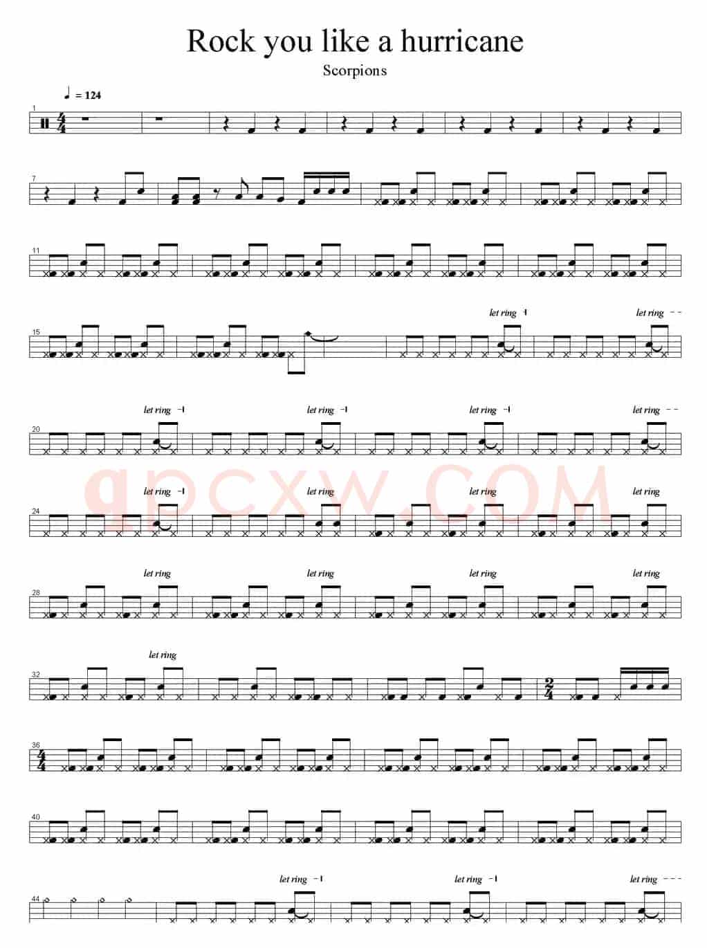 爵士鼓谱：Scorpions - Rock you like a hurricane