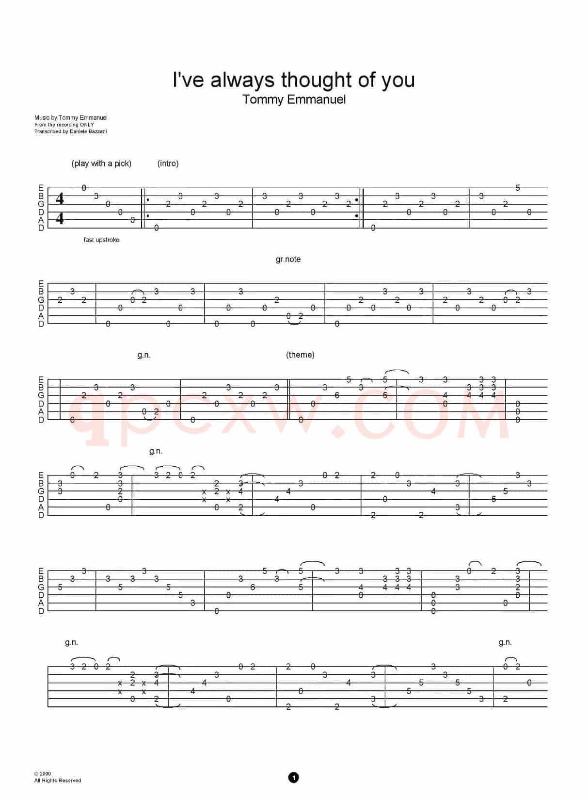 tommy emmanuel；i have always thought of you（指弹吉他）