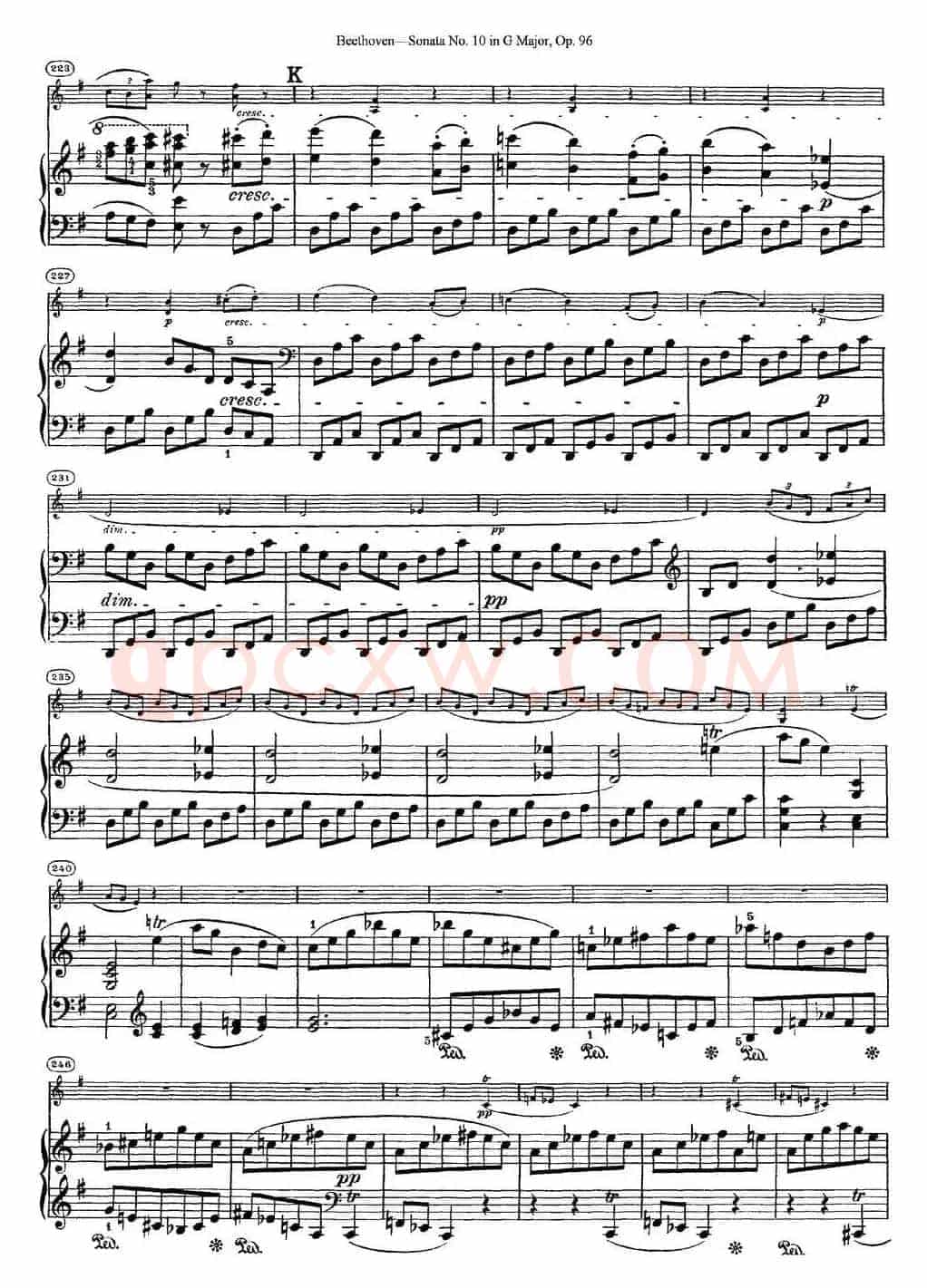 Violin Sonata No.10 in G Major Op.96（小提琴+钢琴伴奏）