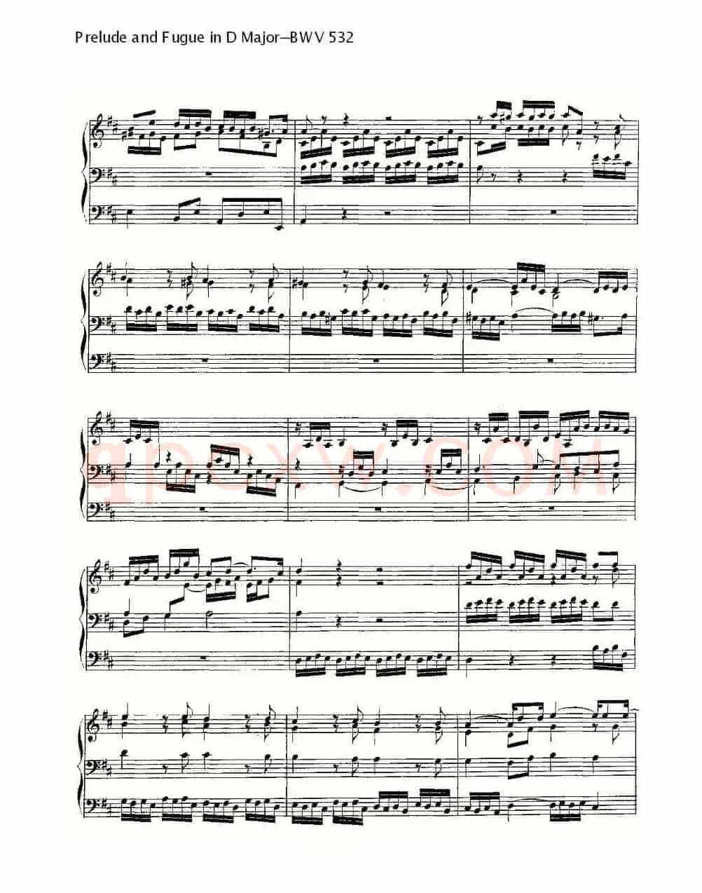 Prelude and Fugue in D Major--BWV 532 (管风琴谱)
