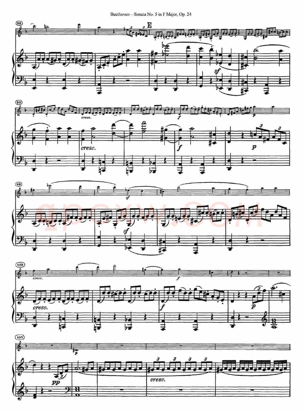 Violin Sonata No.5 in F Major Op.24（小提琴+钢琴伴奏）