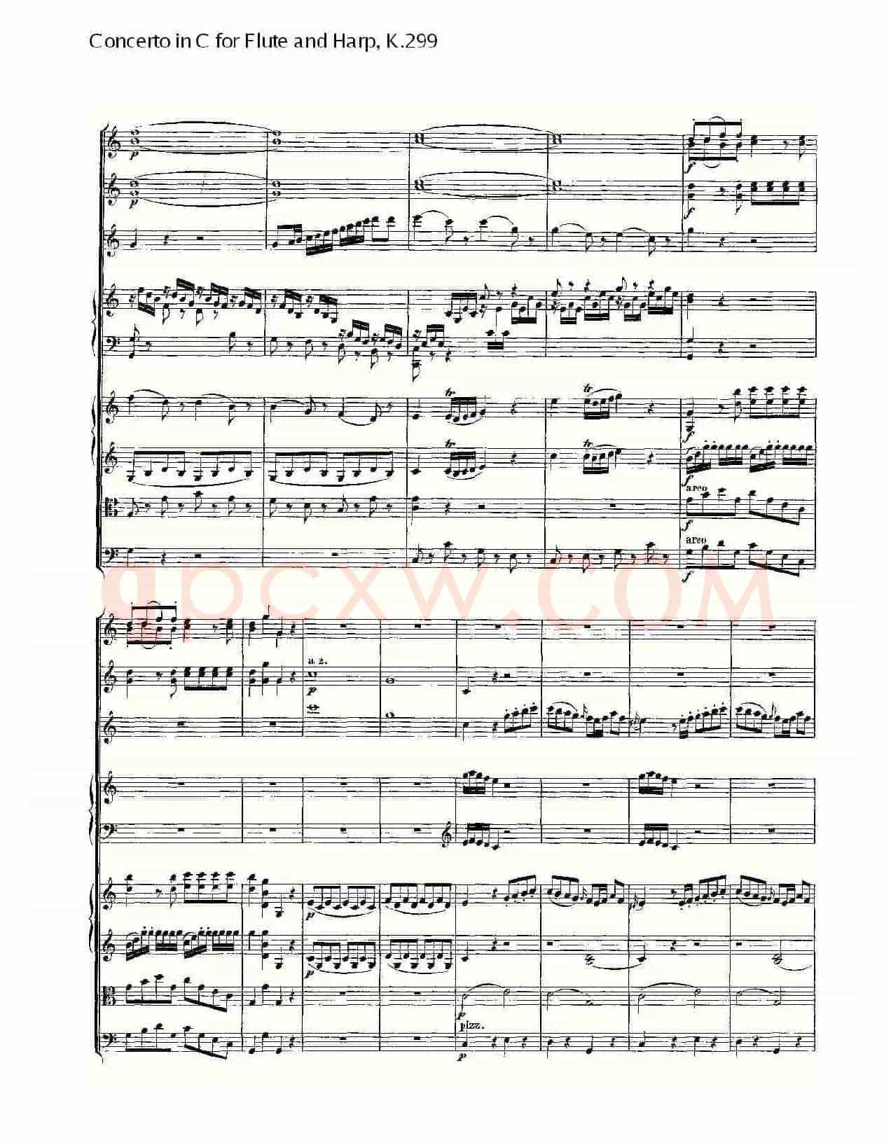 C调长笛与竖琴协奏曲, K.299（一）