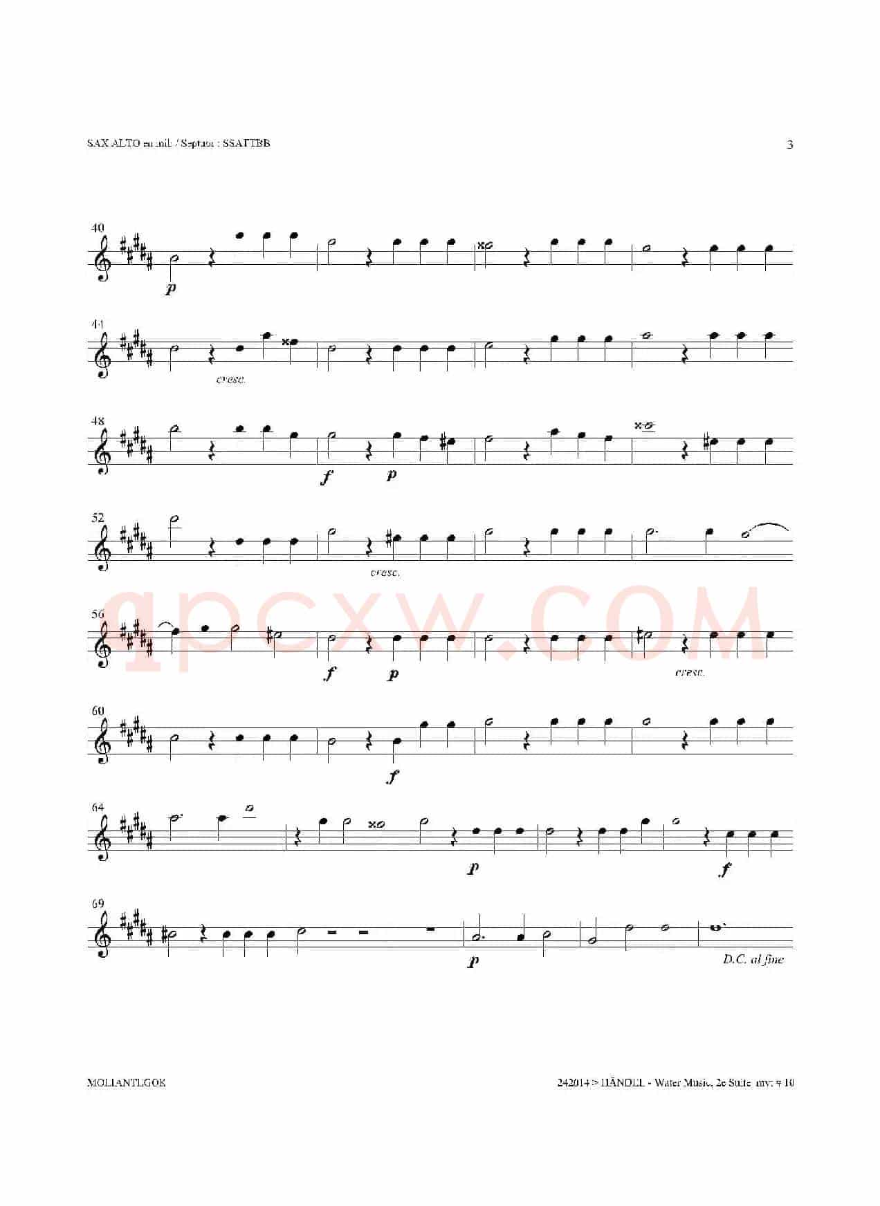 Water Music（HWV.349 No.2）（中音萨克斯）