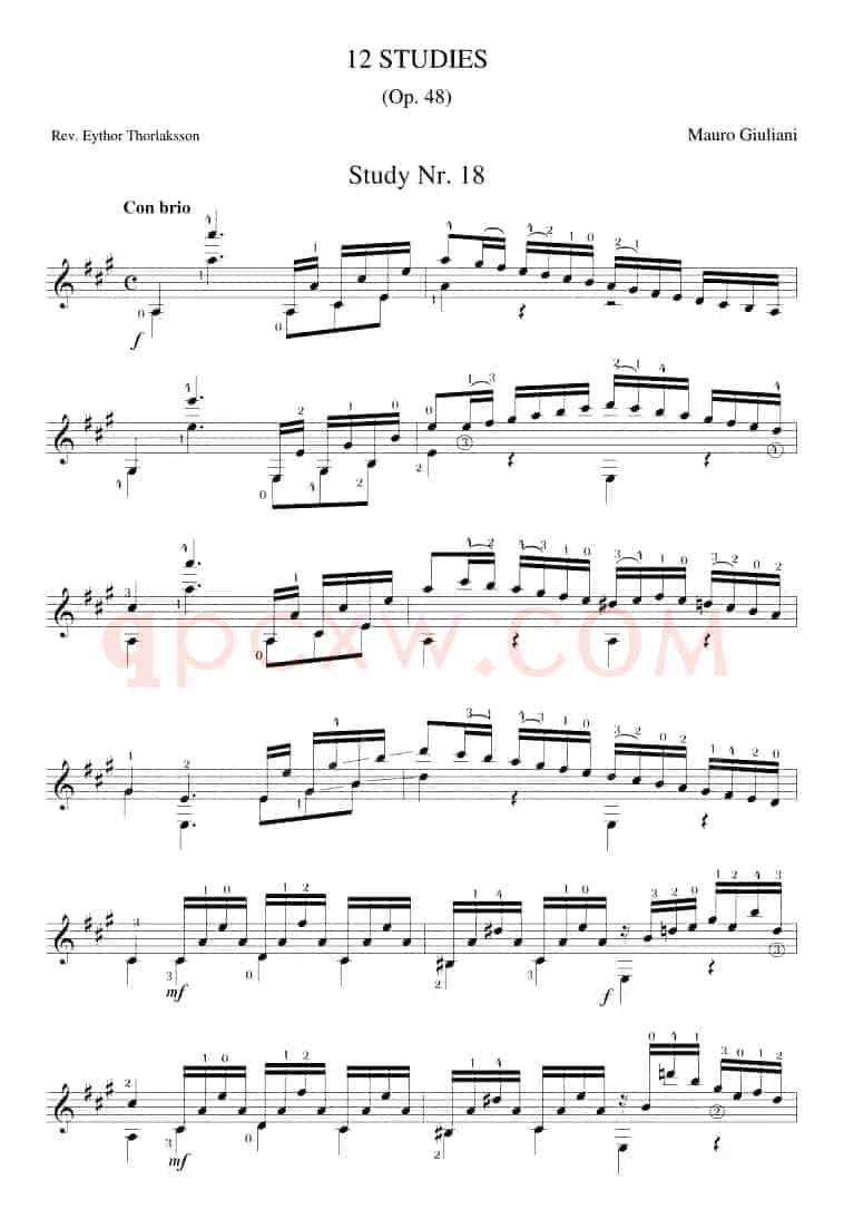 Mauro Giuliani《12 Studies,Op.48》（STUDY 18）