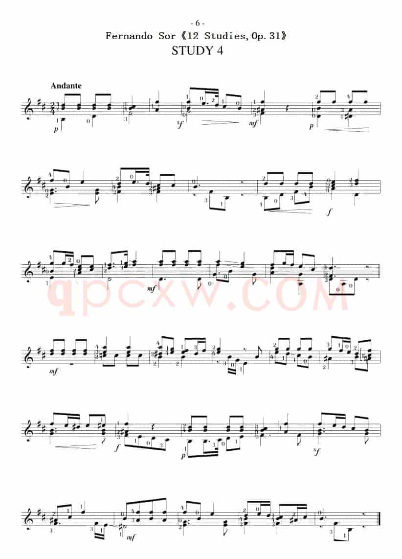 Fernando Sor《12 Studies,Op.31》（STUDY 4）