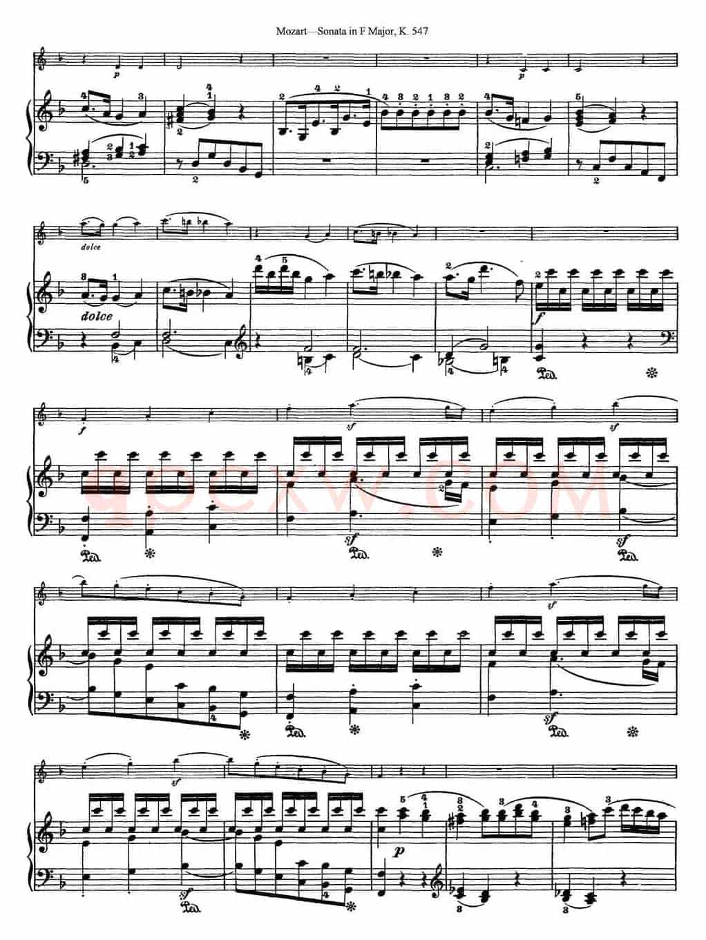 Violin Sonata in F Major K.547（小提琴+钢琴伴奏）