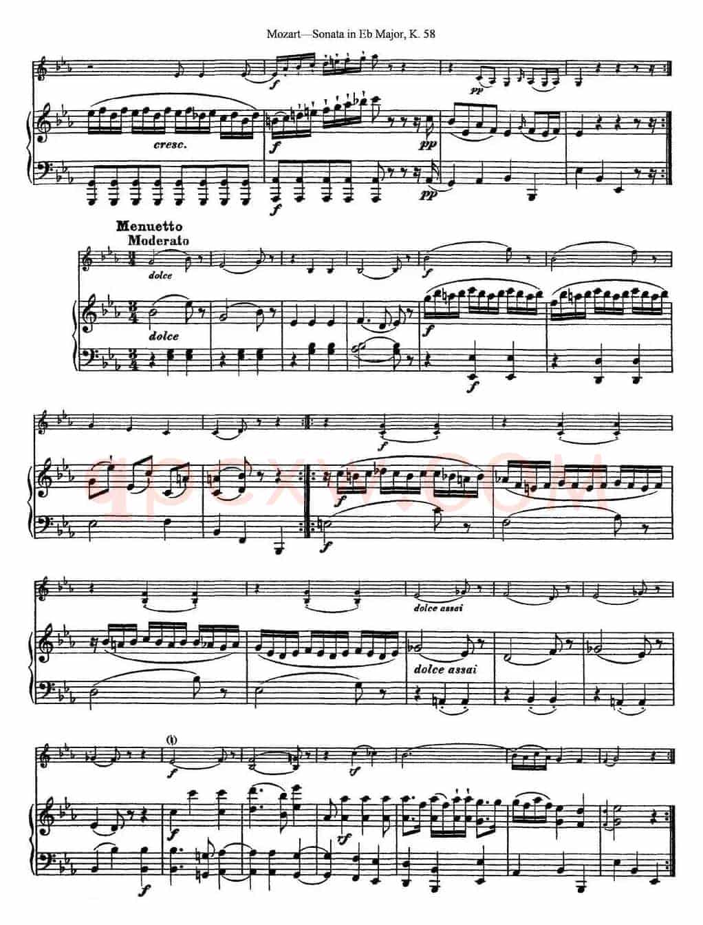 Violin Sonata in Eb Major K.58（小提琴+钢琴伴奏）