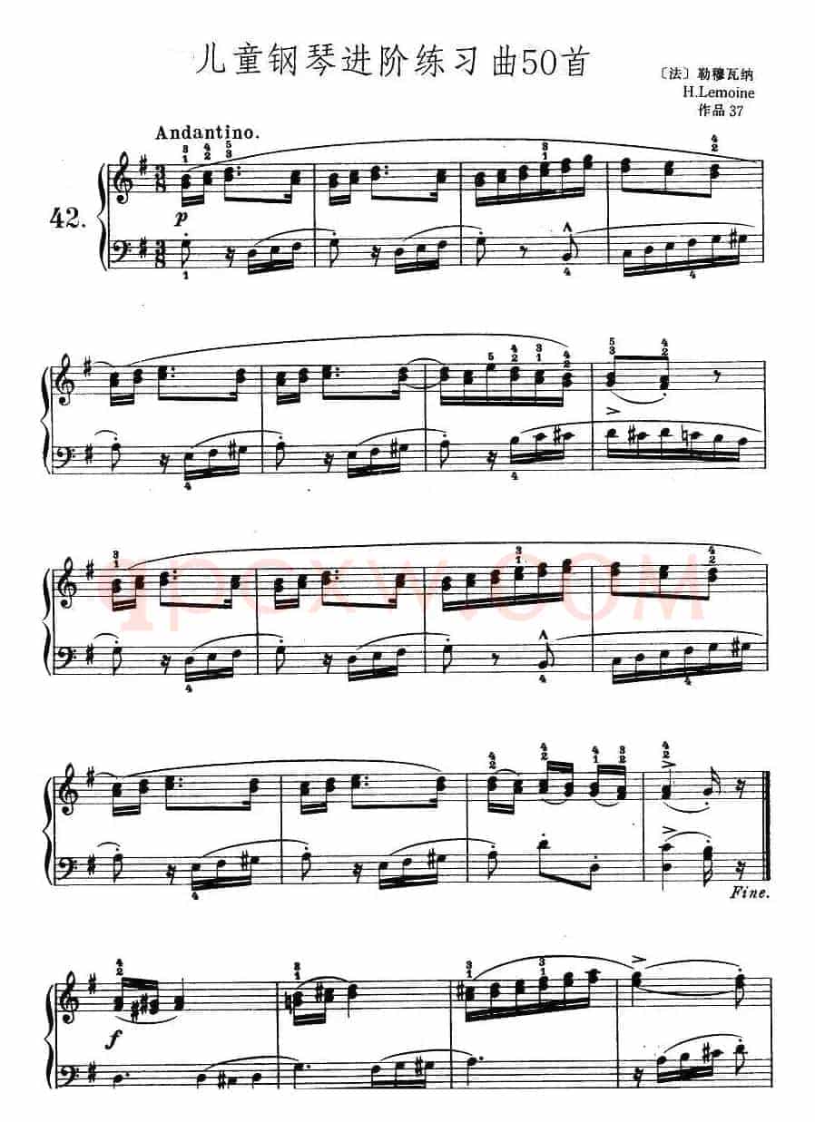 儿童钢琴进阶练习曲50首之42