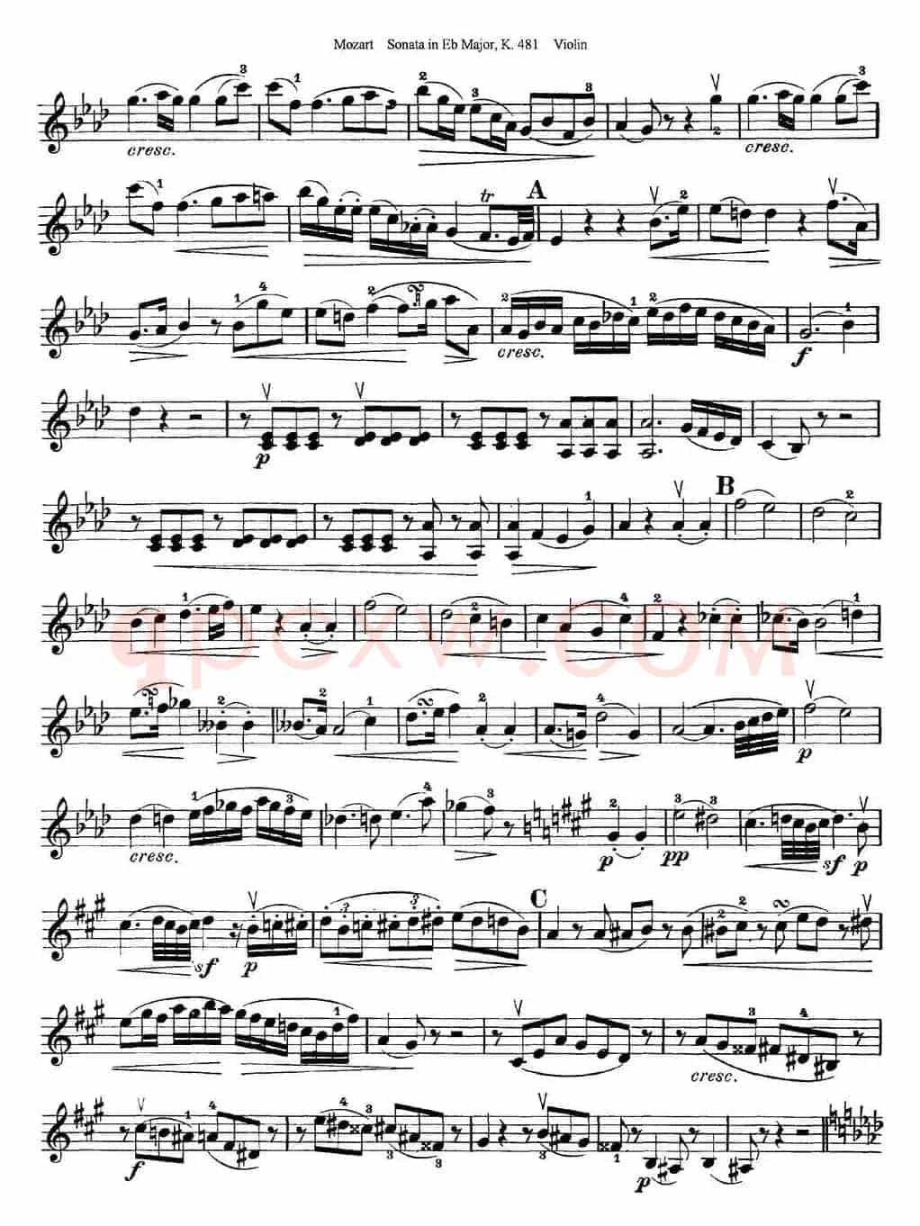 Violin Sonata in Eb Major K.481