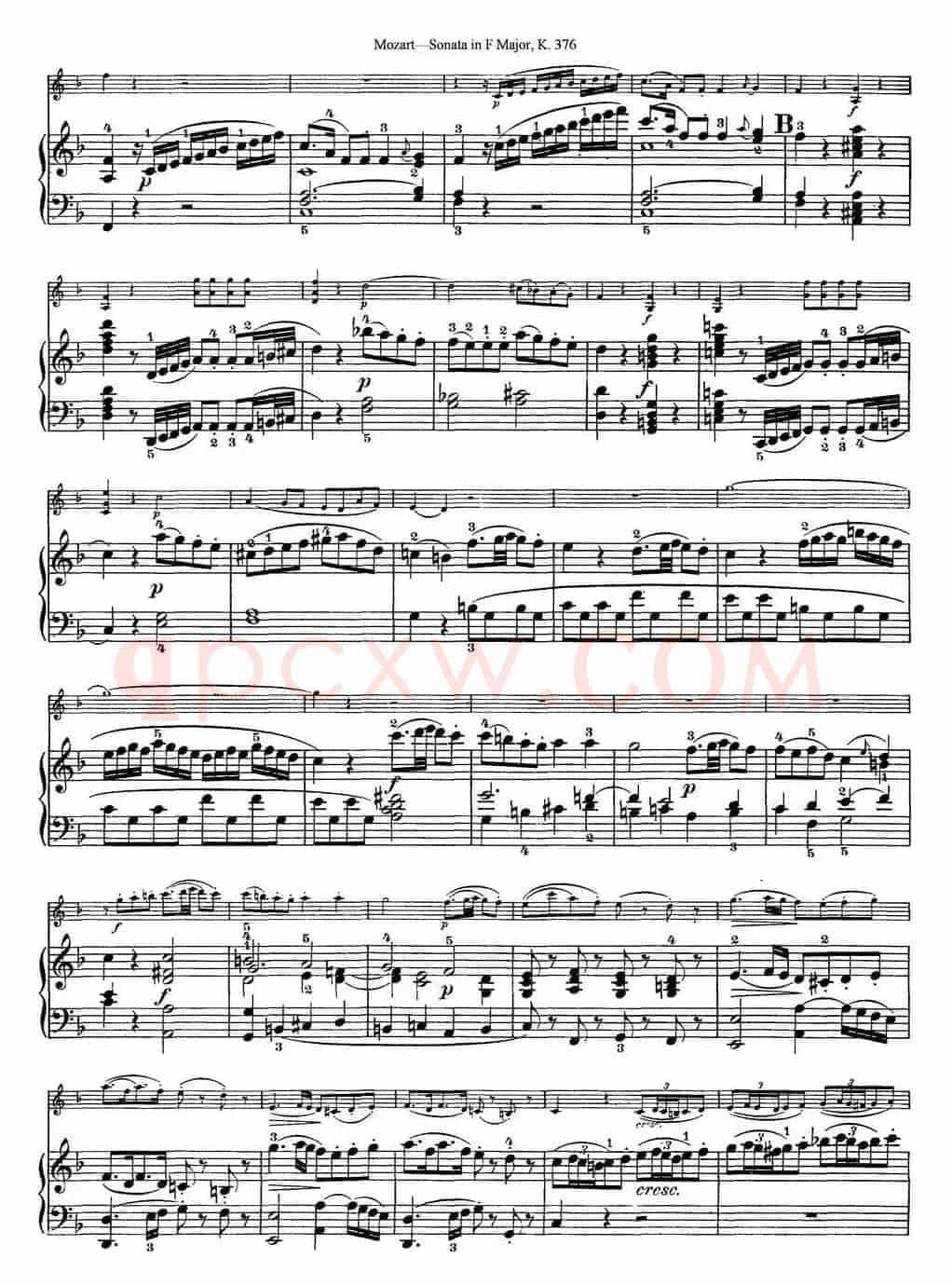Violin Sonata in F Major K.376（小提琴+钢琴伴奏）