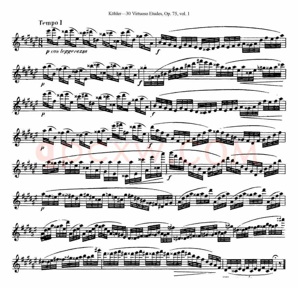 柯勒30首高级长笛练习曲作品75号（NO.5）