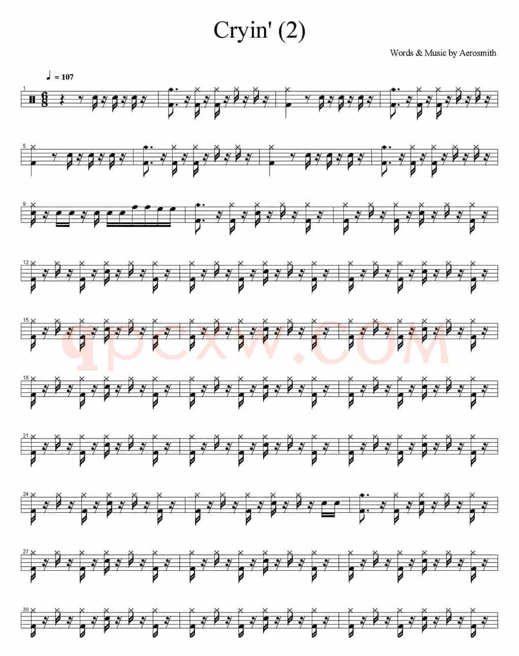 爵士鼓谱：Aerosmith - Cryin