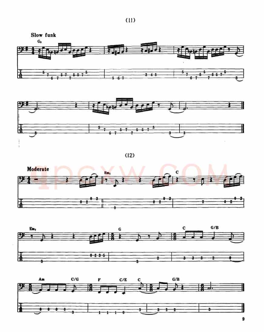 电贝司专业等级第五级(二、必弹曲目:练习曲)