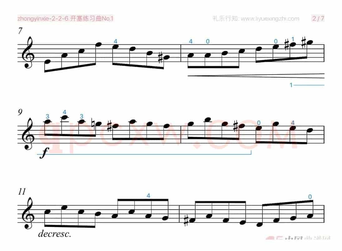 开塞练习曲No.1（小提琴）
