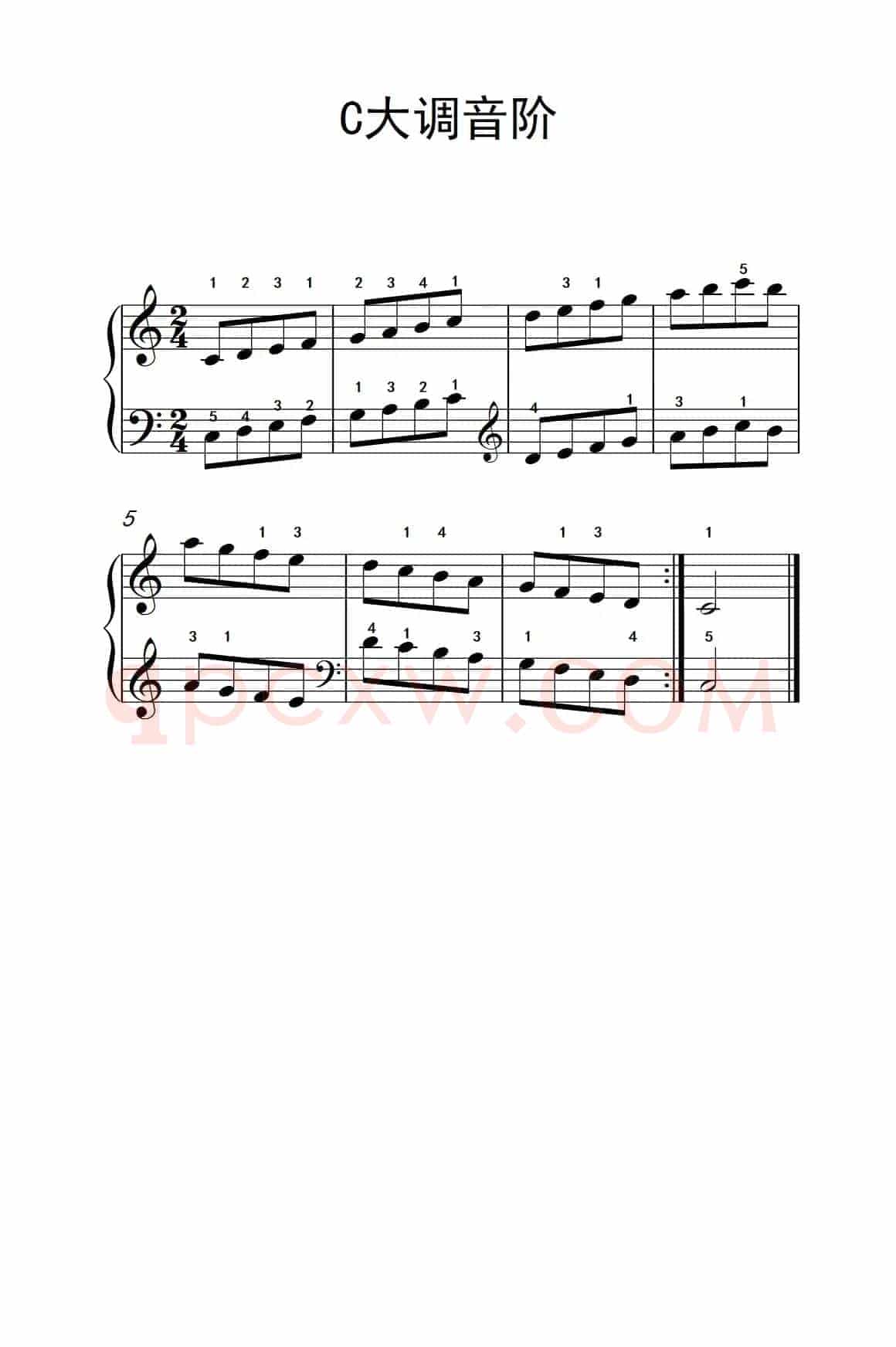 第二级 1.C大调音阶（中央音乐学院 钢琴（业余）考级教程 1-3级）