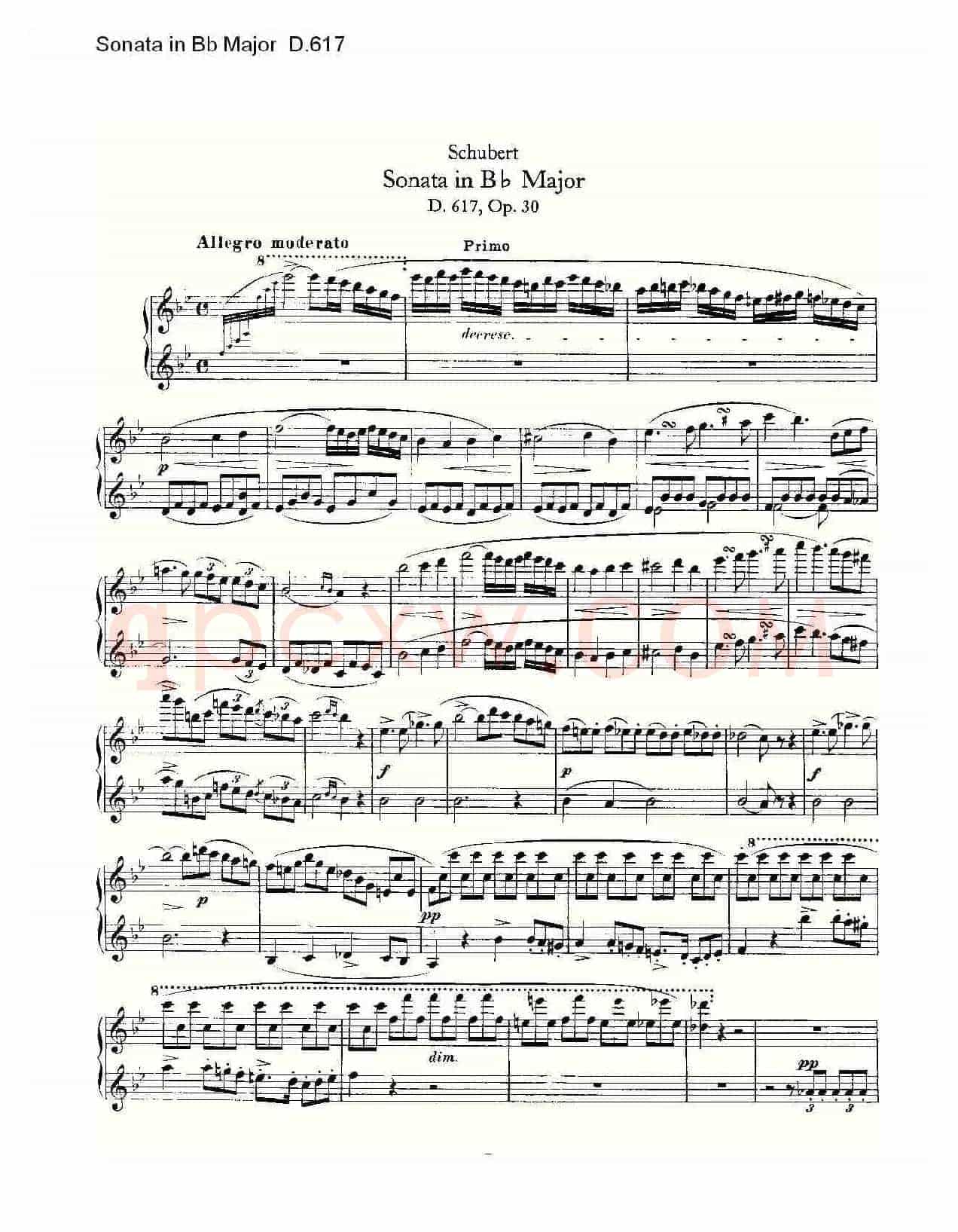 Sonata in Bb Major D.617(Bb大调奏鸣曲 D.617)