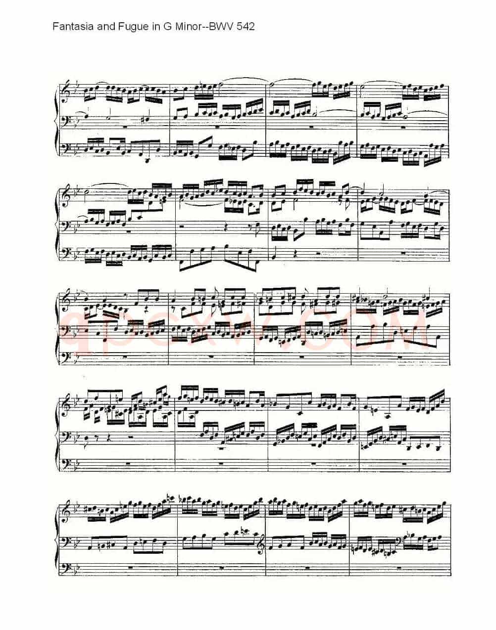 Fantasia and Fugue in G Minor--BWV 542 (管风琴谱)