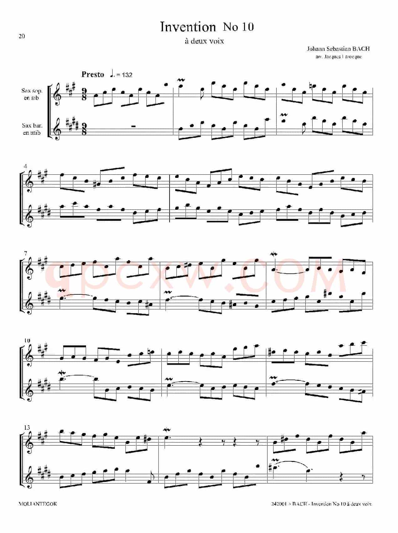 Inventions 巴赫15首创意曲（二重奏—10）