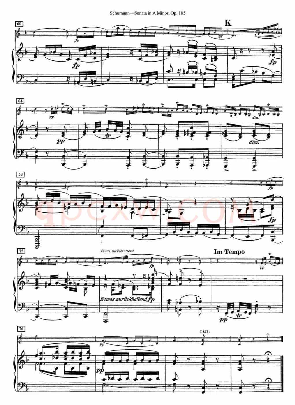 Violin Sonata in A minor Op.105（小提琴+钢琴伴奏）