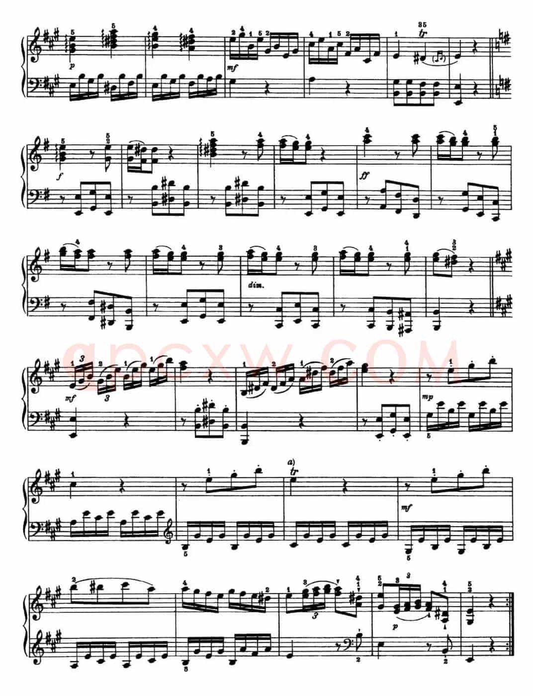 海顿 钢琴奏鸣曲 Hob XVI 5 Divertimento A major