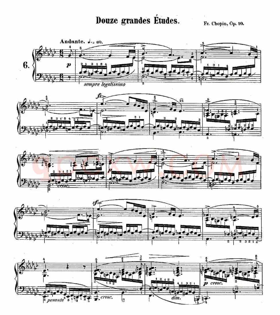 肖邦钢琴练习曲，Op.10之六