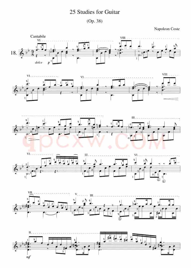 Napoleon Coste《25 Studies,Op.38》（STUDY 18）