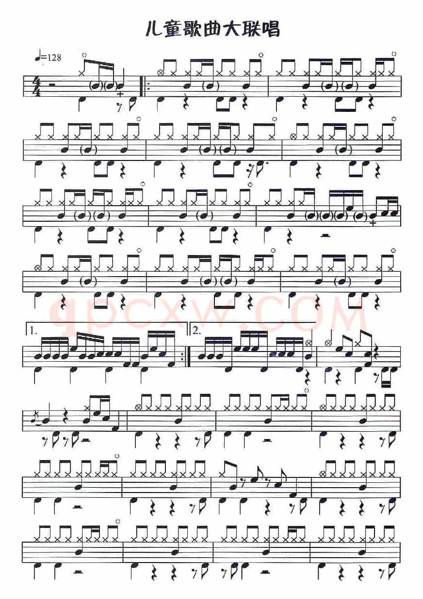 架子鼓谱：应用乐曲集《儿童歌曲大联唱》