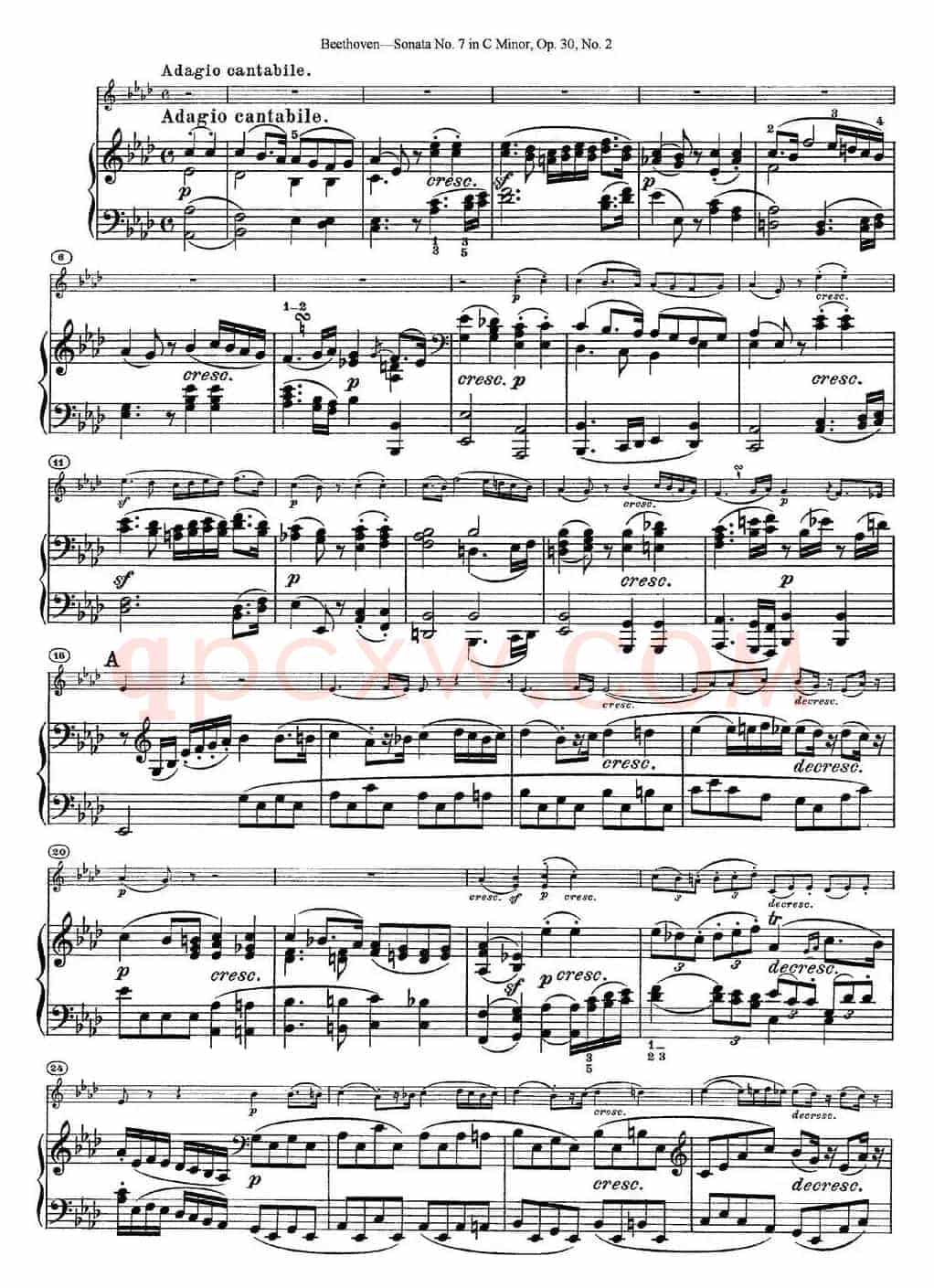 Violin Sonata No.7 in C Minor Op.30 No.2（小提琴+钢琴伴奏）
