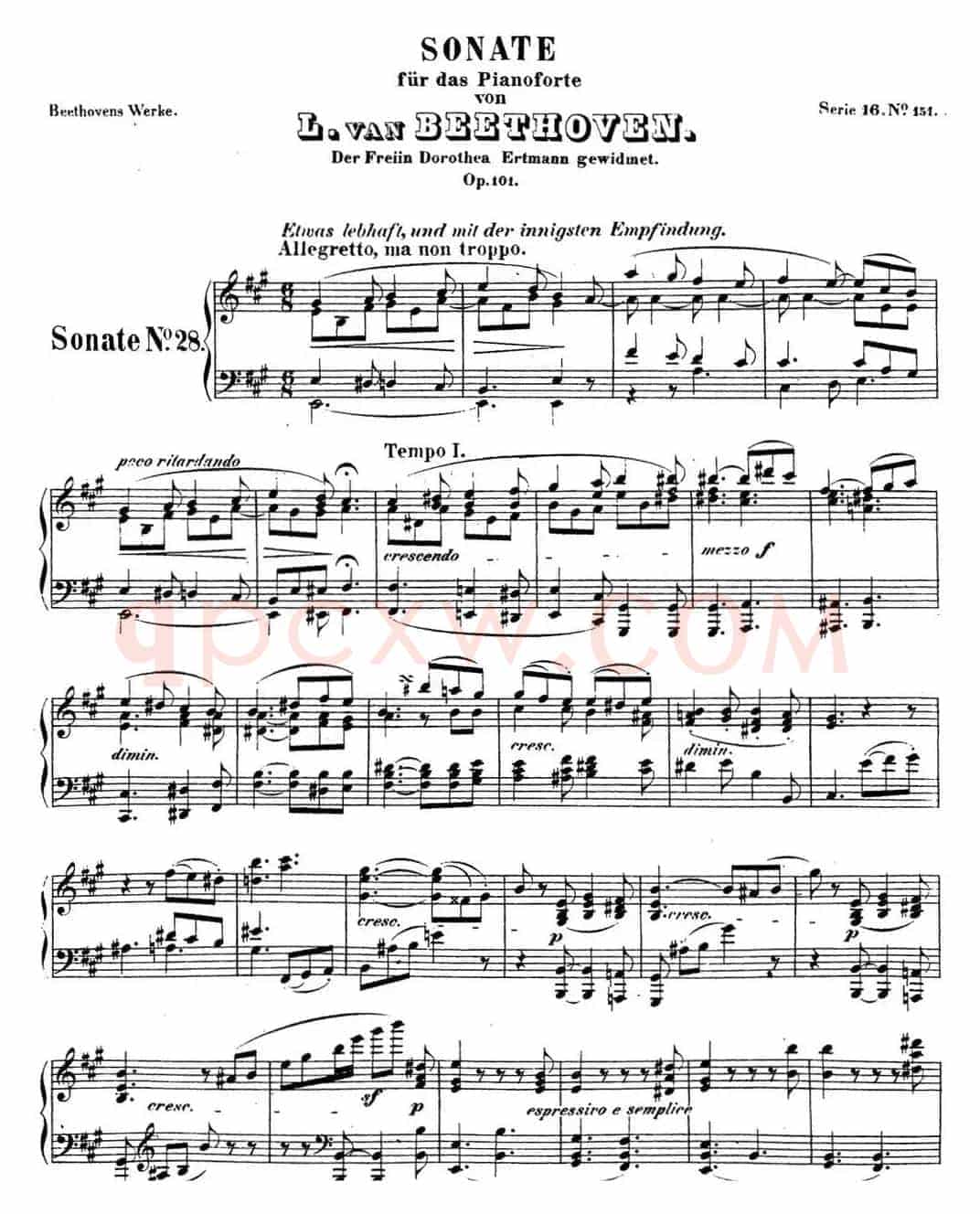 贝多芬钢琴奏鸣曲28 A大调 Op.101 A major