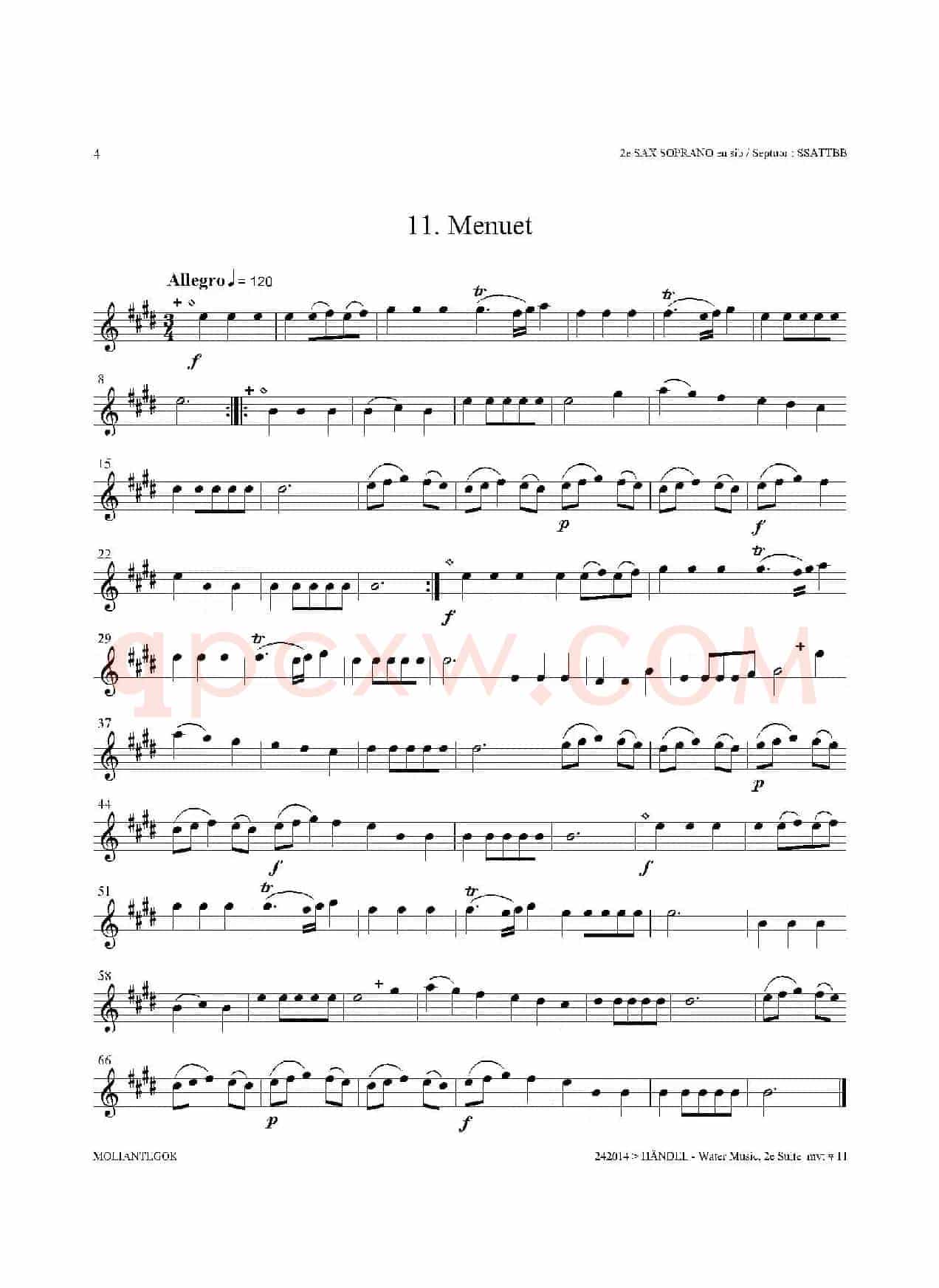 Water Music（HWV.349 No.2）（第二高音萨克斯）