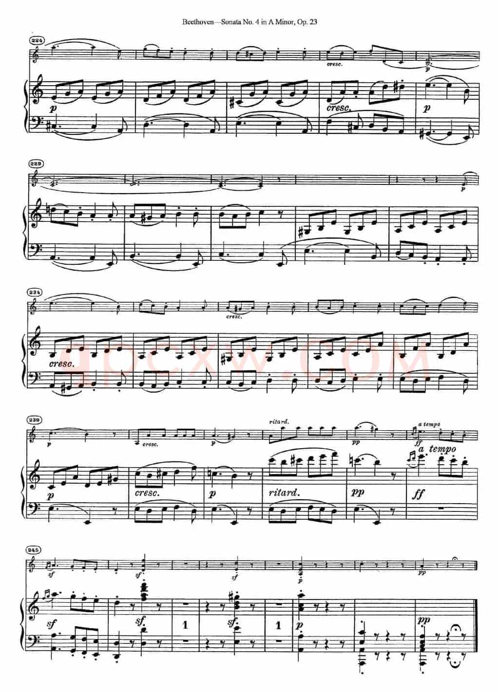 Violin Sonata No.4 in A Minor Op.23（小提琴+钢琴伴奏）