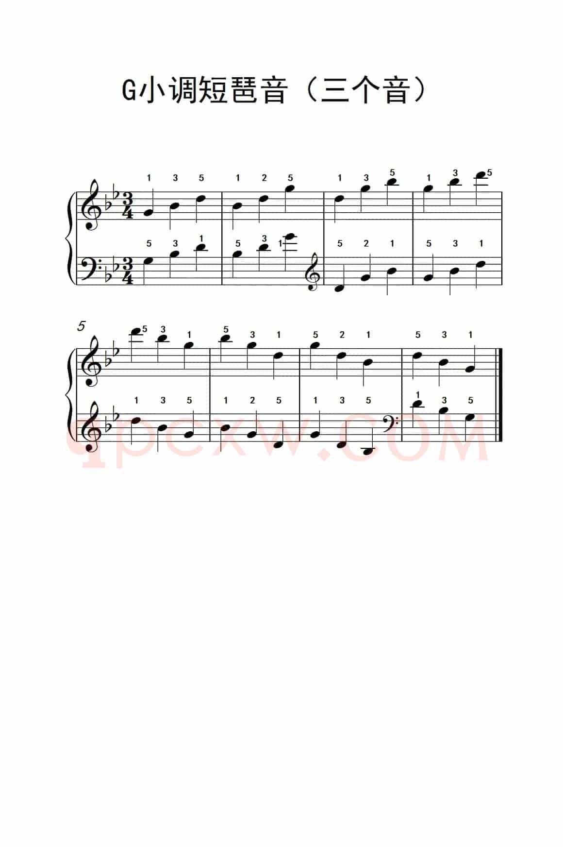 G小调短琶音（三个音）（儿童钢琴练习曲）