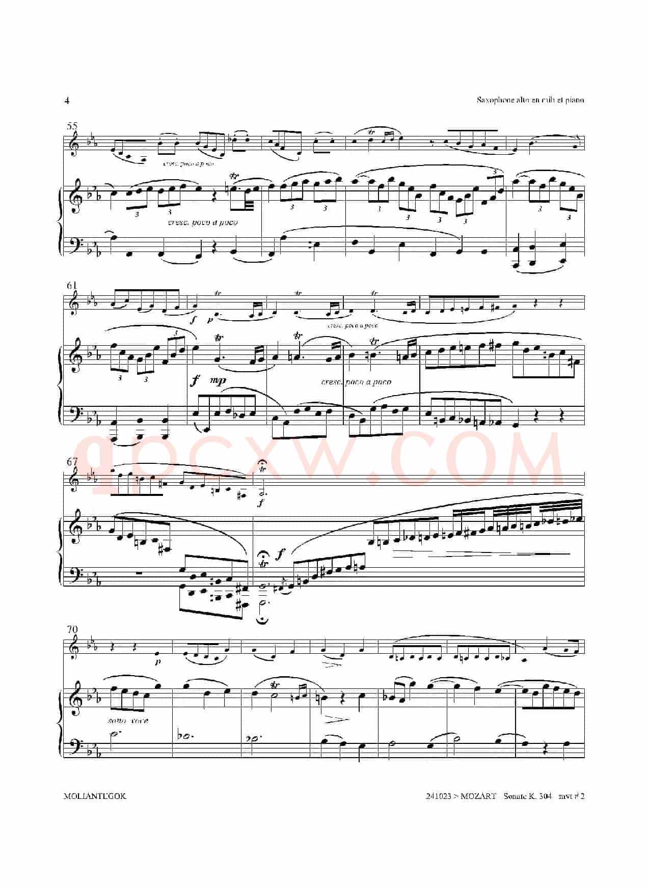 奏鸣曲 Op.304（中音萨克斯+钢琴伴奏）