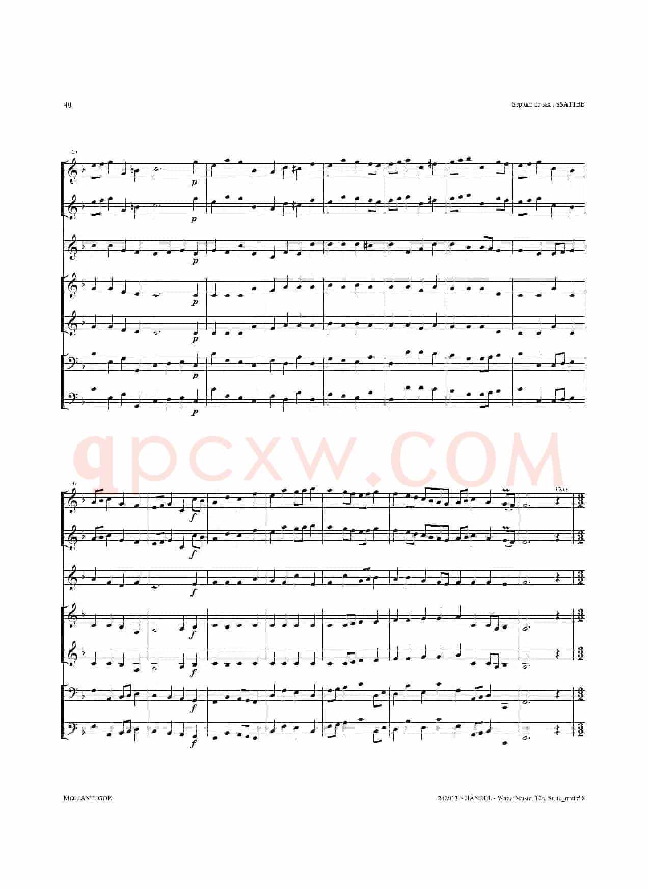Water Music（HWV.348 No.1）（萨克斯合奏总谱）