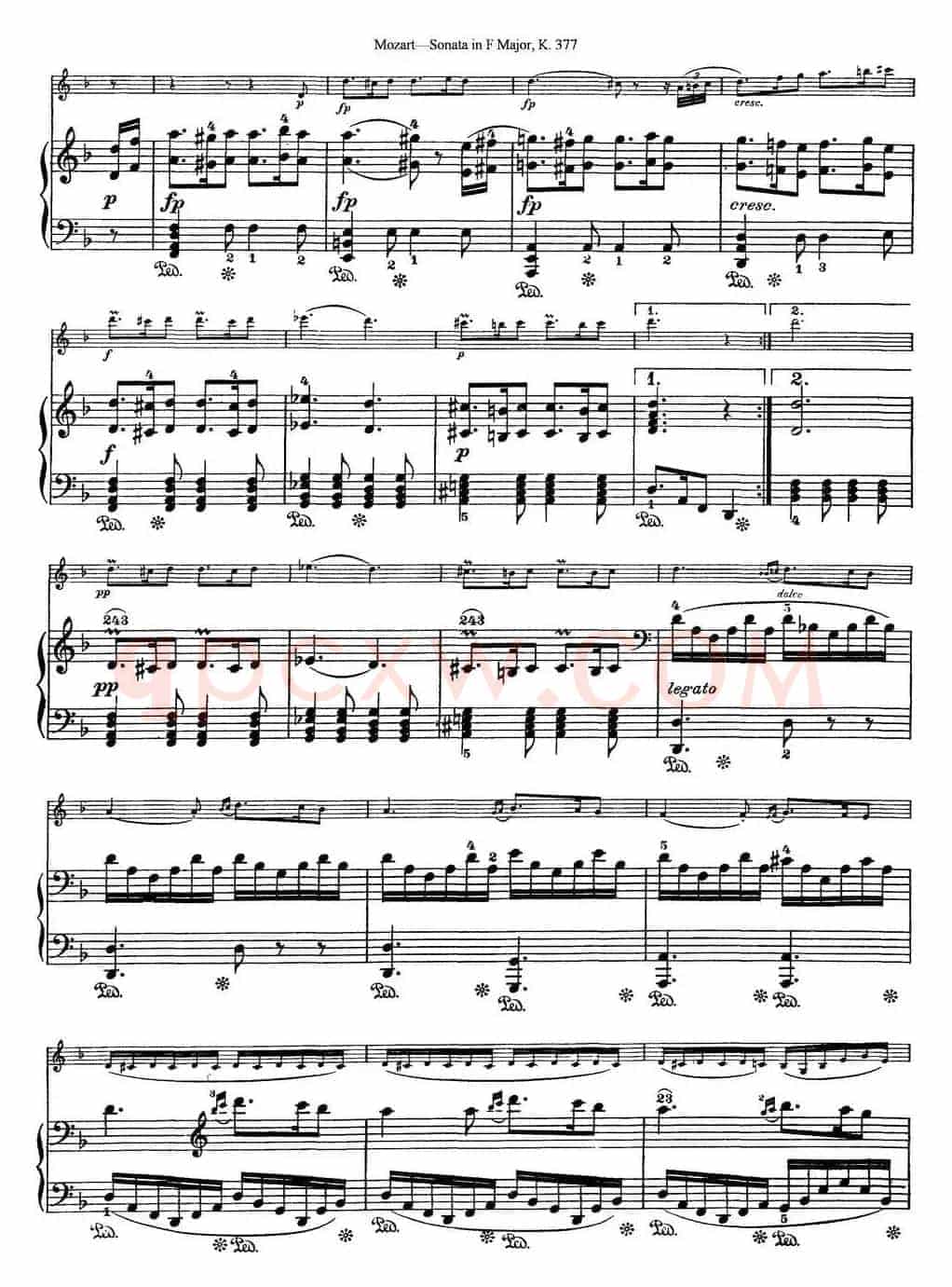 Violin Sonata in F Major K.377（小提琴+钢琴伴奏）