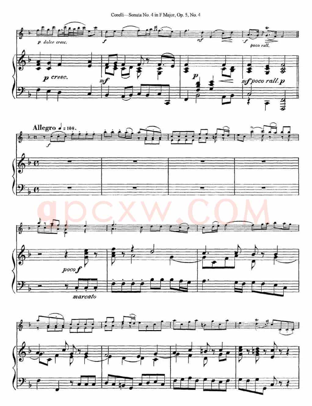 Sonata No.4 in F MajorOp.5 No.4（小提琴+钢琴伴奏）