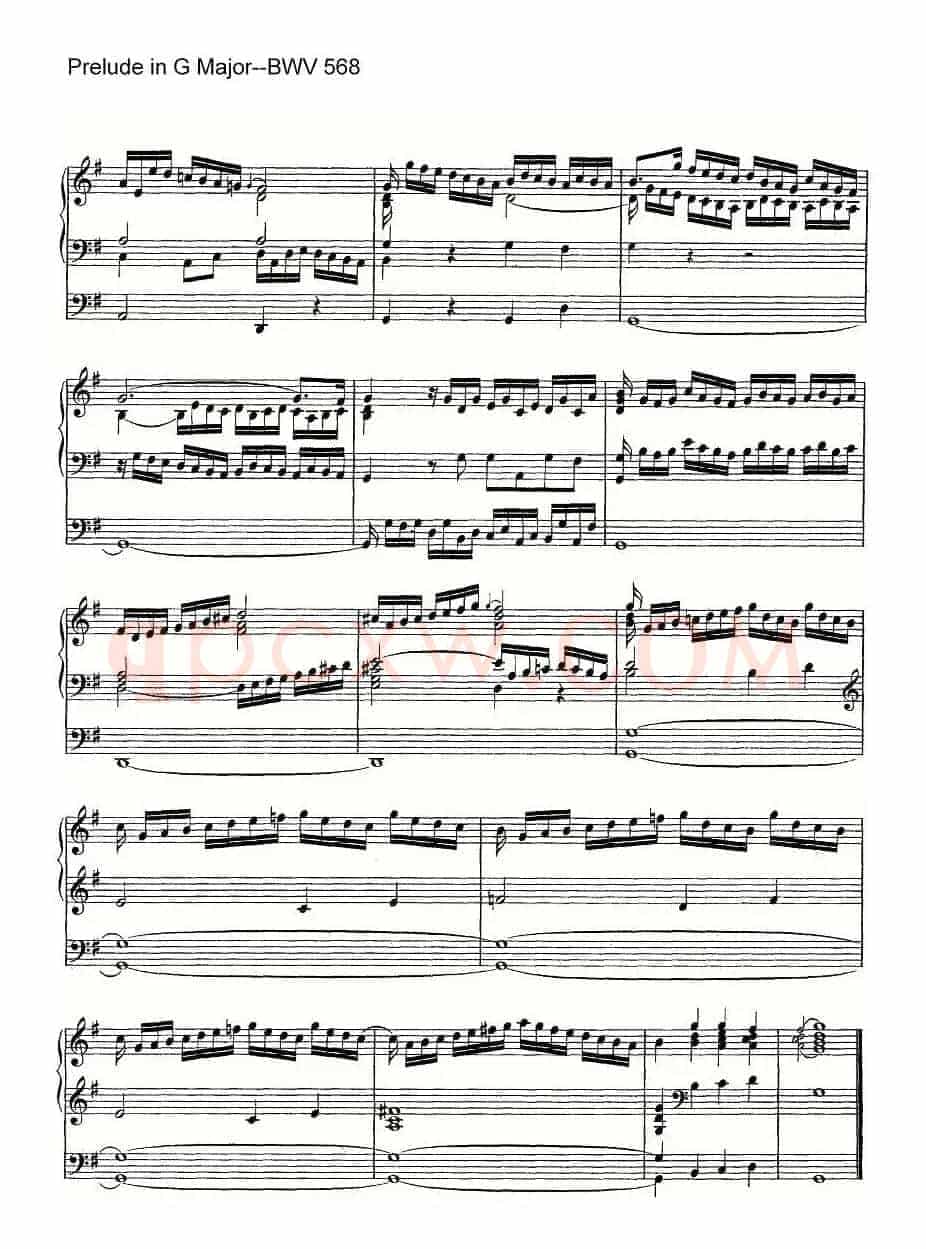 Prelude in G Major--BWV 568(管风琴谱)