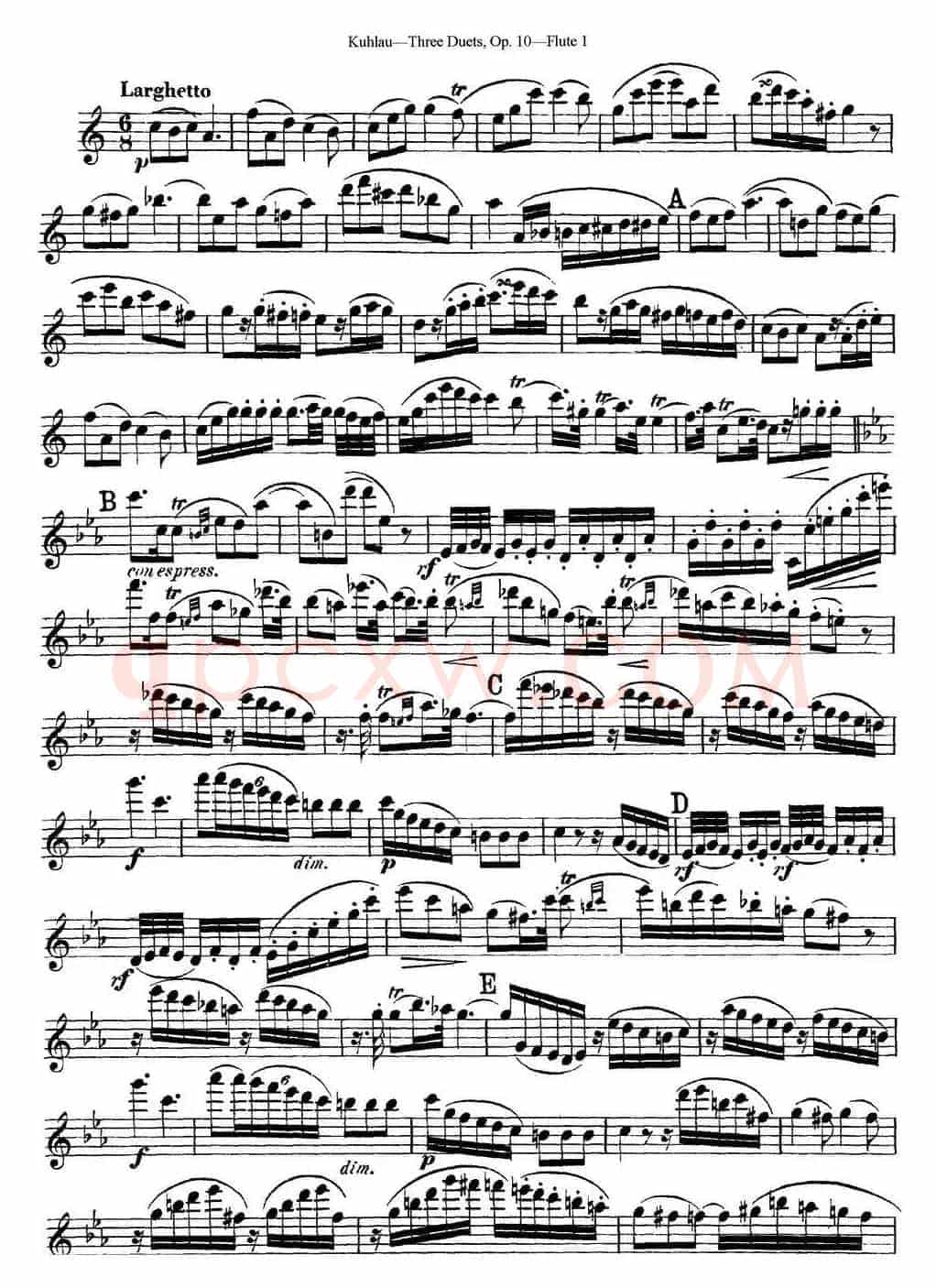 库劳长笛二重奏练习曲Op.10——Flute 1（No.1）