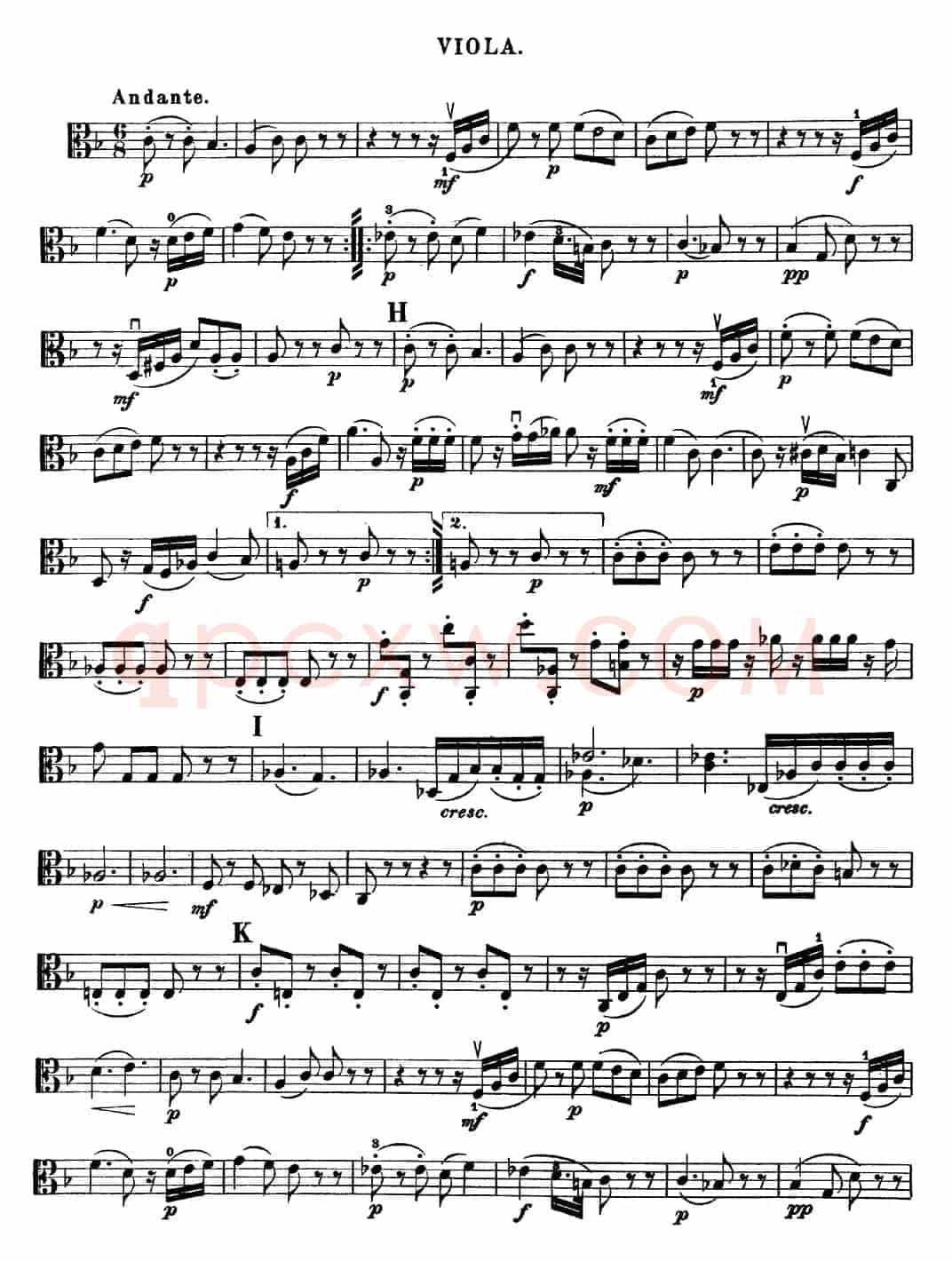 Mozart《Quartet No.15 in D Minor,K.421》（Viola分谱）