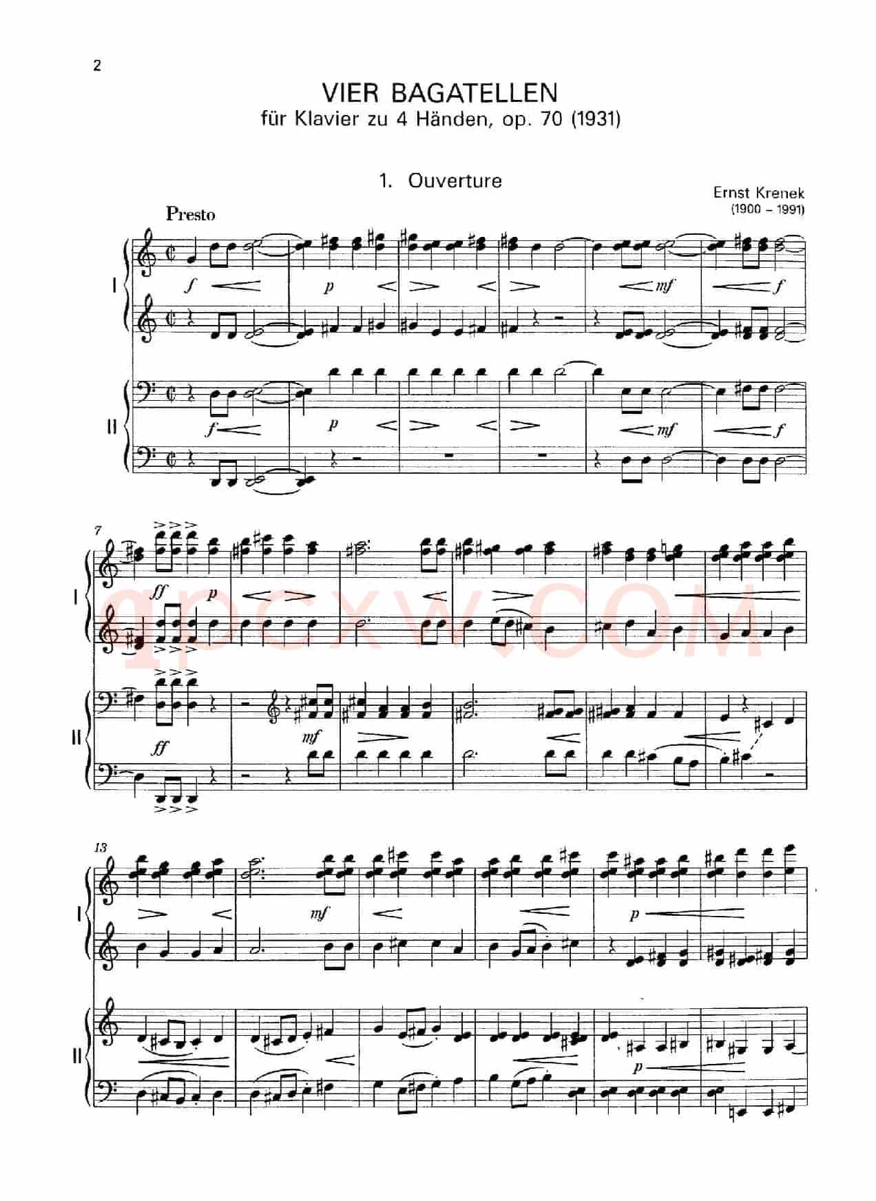Vier Bagatellen Op.70(4首小品·Ⅰ·四手联弹)