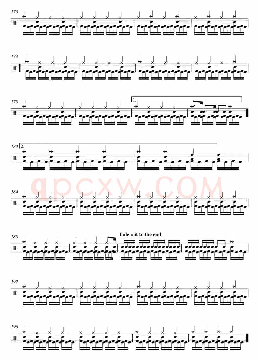 爵士鼓谱：Metallica-fade to black
